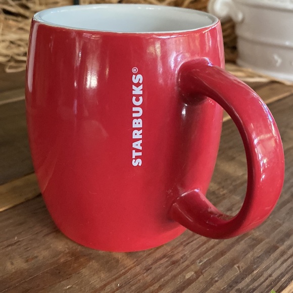 Starbucks Coffee Red Handled 14oz Mug with White Starbucks Written Branding - Picture 2 of 16
